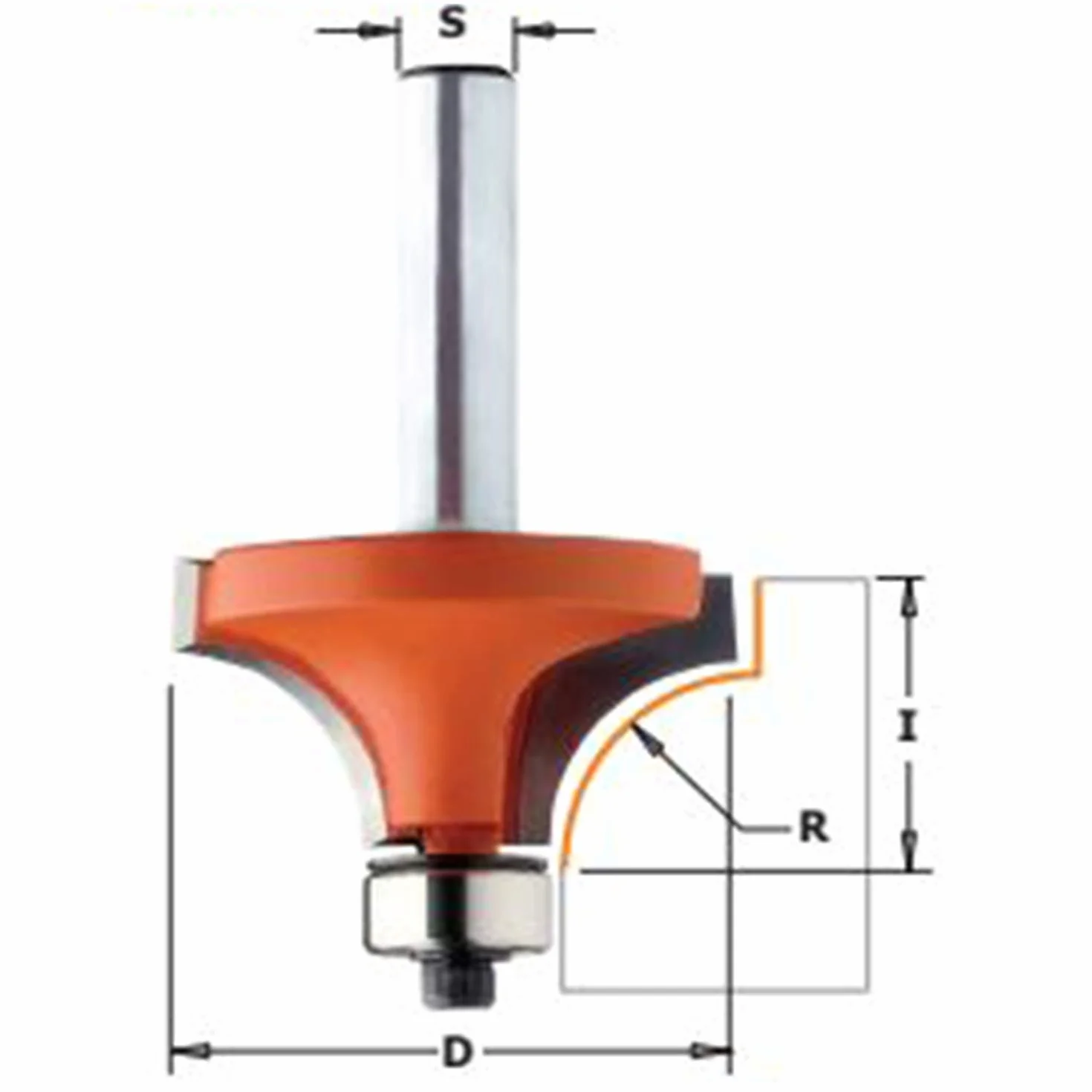 CMT Orange Tools 938.254.11 - Fresa r.concavo con rodam. hm s 8 d 25.4 r 6.4