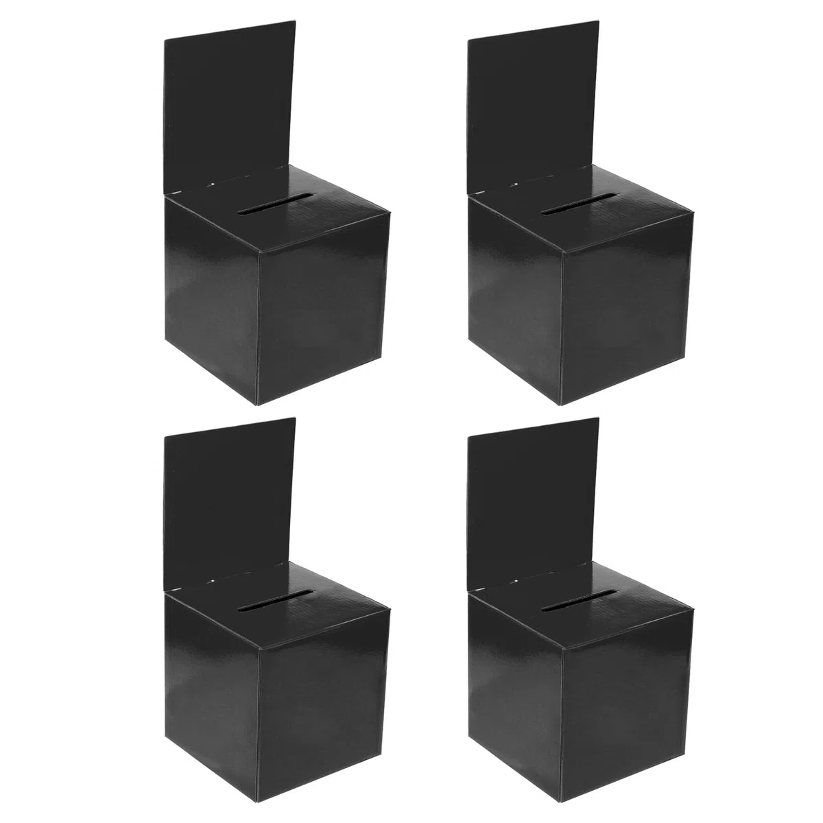 PATIKIL Caja de Sugerencias de Cartón, 4 Unidades de 6"x6"x6" con Tablero de Encabezado Extraíble, Caja de Sorteo para Sugerencias, Recolección, Propinas, Color Negro