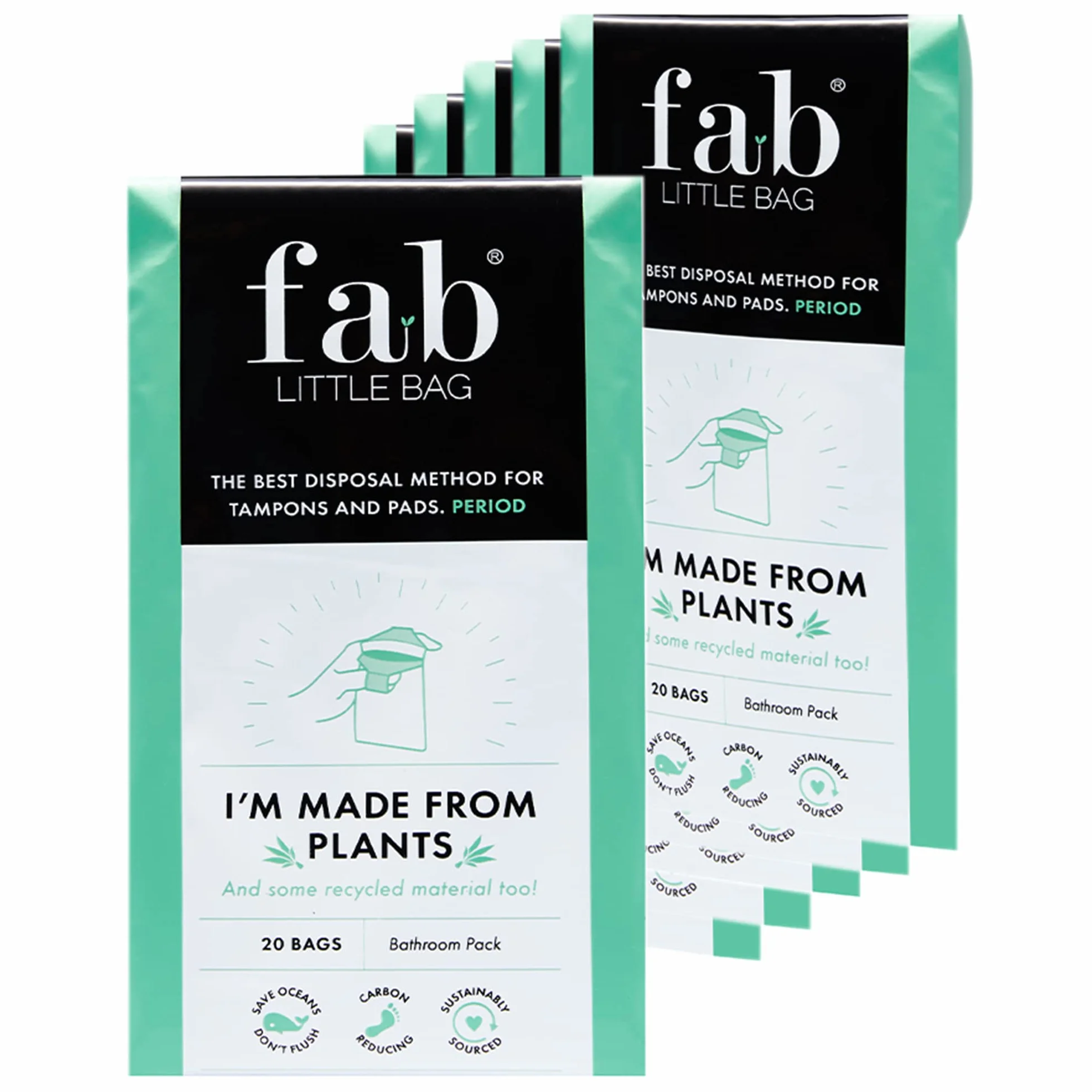 Fab Little Bag para Compresas y para Tampones - Bolsas de Higiene Femenina, Evitan Olores, No Ensucian, Ecológicas, Sellables, Viajeras - Paquete de 125