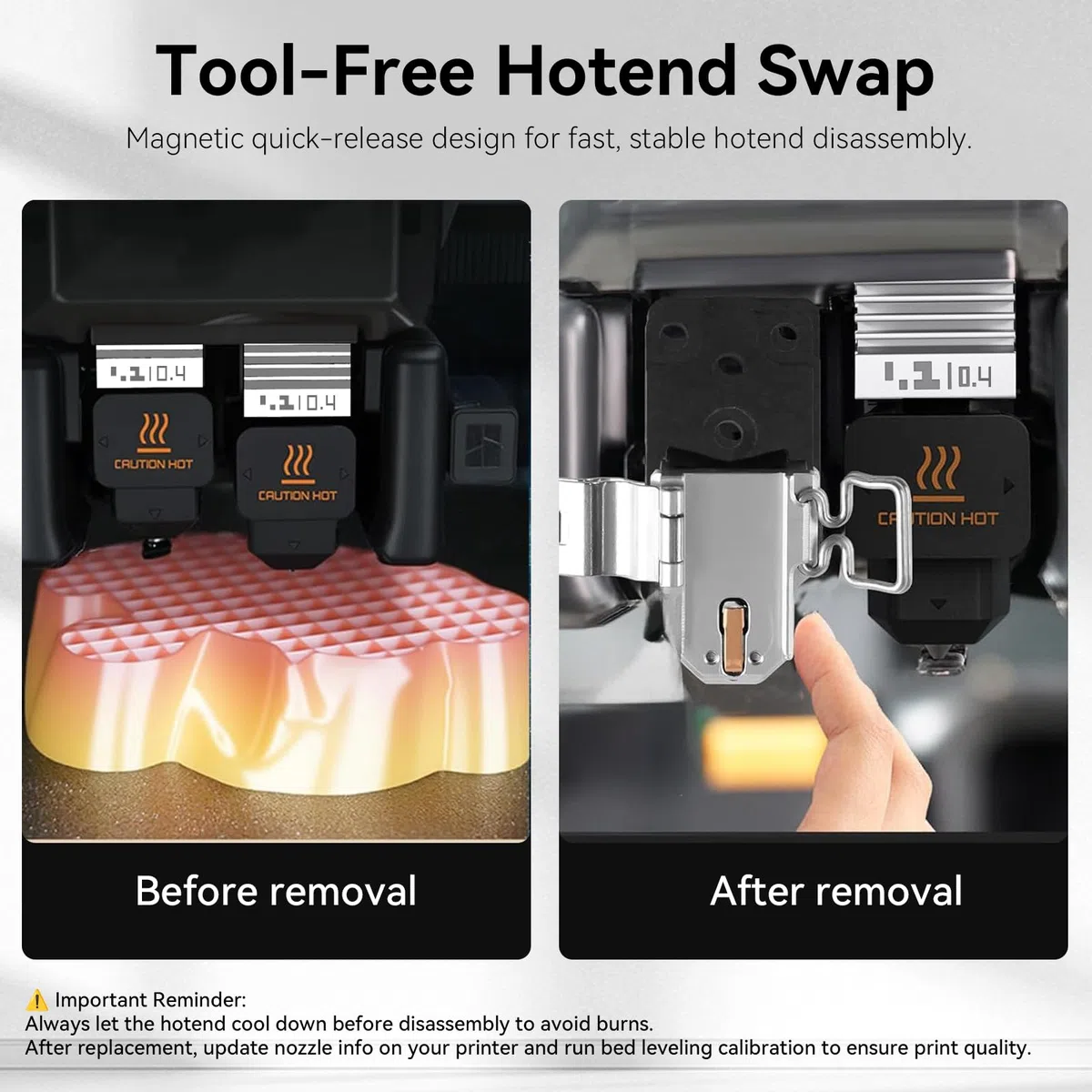 2PCS Upgraded P2S/X2D/H2 Series Alta Velocidad Quick Swap Hotend Boquilla Acero Endurecido de 0.4mm con Cubierta Silicona Compatible with Bambu Lab X2D/P2S/H2D/H2S/H2C Impresora 3D