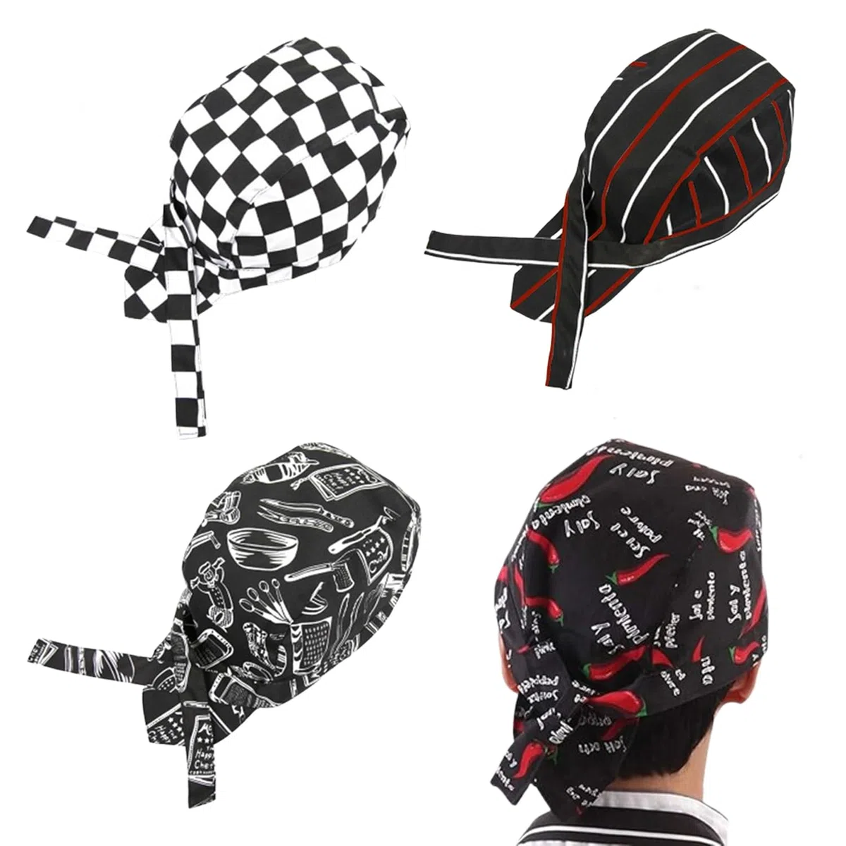 8 Piezas Gorro Cocinero, Gorra De Cocinero Unisex, Gorros De Chef Panaderos, para Adultos, Hotel, Restaurante