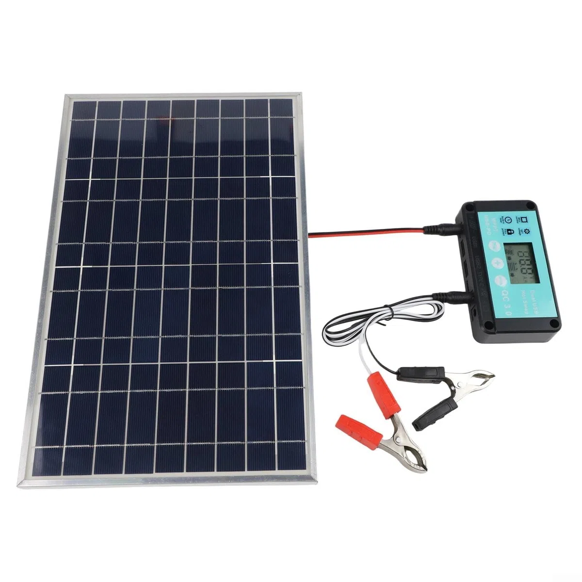 Kit de panel solar de 100 W con controlador para carga de batería de 12 V 24 V, marco de aleación de aluminio, IP67 resistente a la intemperie, para caravanas, barcos, camping