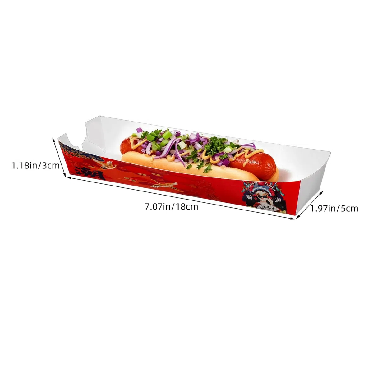 100 Cajas Para Perritos Calientes Contenedores De Papel Para Hot Dogs Soportes De Comida Para Fiestas Y Eventos De 7.08X1.96X1.18In