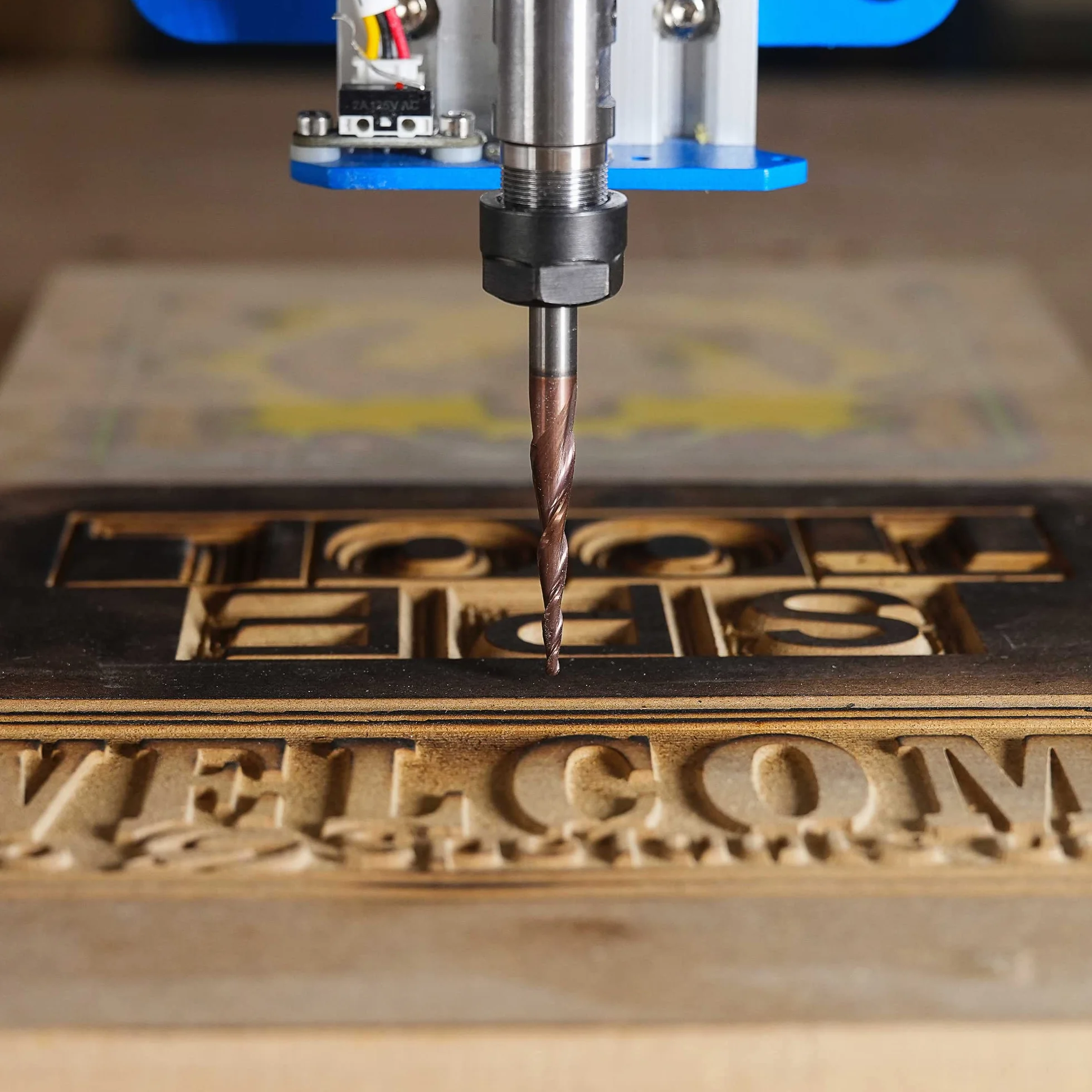 SpeTool Fresa Cónica Fresas para Madera Vástago de 6mm Radio de 0,25mm Fresa CNC Ángulo de 5,2 Grados Fresa de Carburo de Tungsteno Sólido con Recubrimiento HSi para Grabado y Talla en Madera