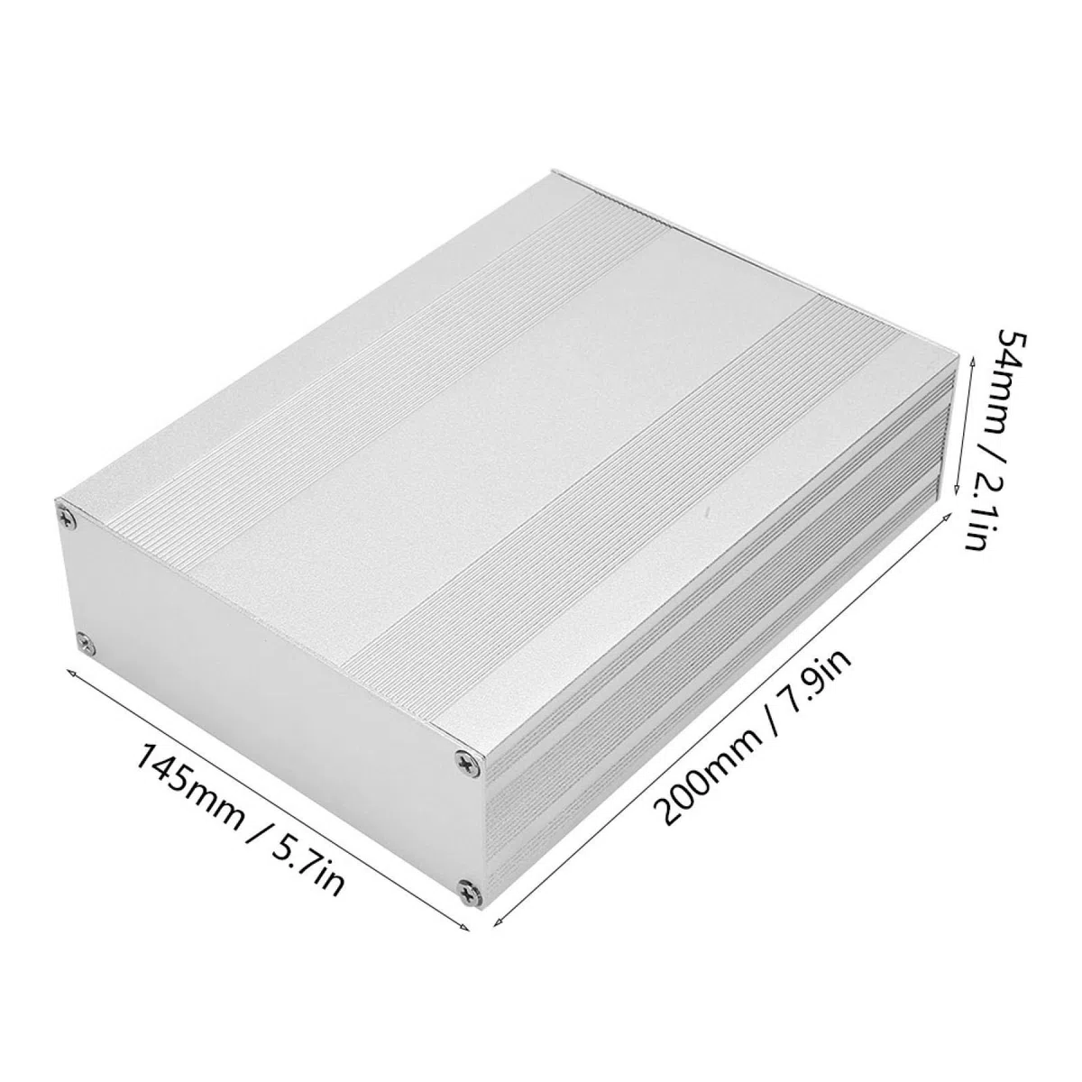 Tyenaza Caja de Proyecto de Aluminio, 54x145x200mm Caja de Proyectos Electrónicos, Caja de Placa de Circuito Impreso de Aluminio Plata Tipo Dividido Caja de Proyecto Electrónico DIY, para Proyecto
