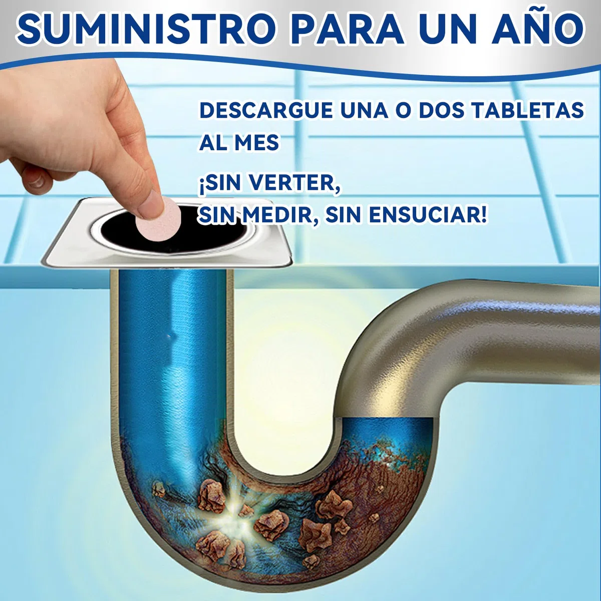 Tabletas desodorantes para alcantarillado, eliminar el olor a alcantarillado en el baño, limpia fosas sépticas y desagües de atascos obstinados, espuma, detergente baño