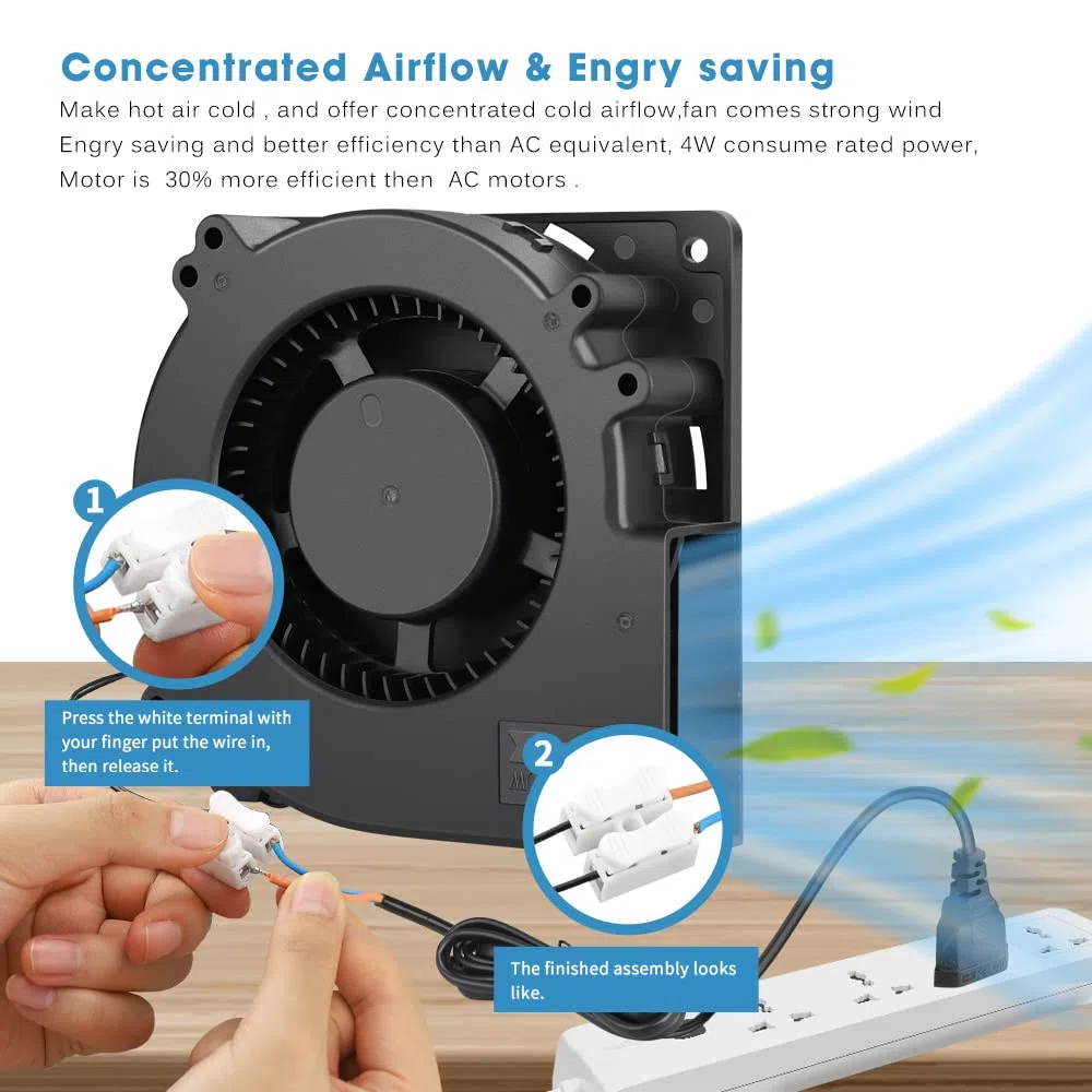 GDSTIME Ventilador radial de 220 V CA, 120x32 mm, EC 240 V, turbinas, 120 mm, ventilador radial, doble rodamiento de bolas, ventilador de refrigeración 12032, ventilador radial para barbacoa