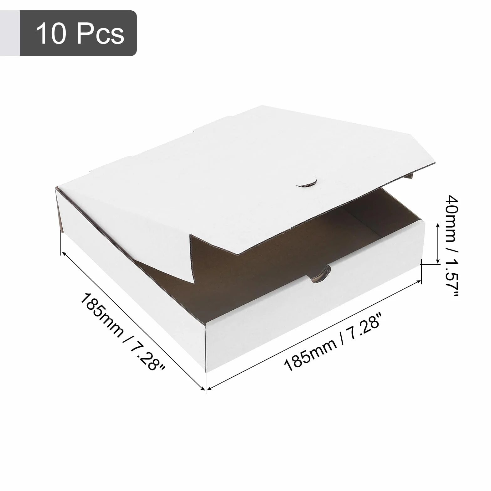QUARKZMAN Caja de Pizza 10 piezas 7 x 7 - Cajas de Pizza Mini de Papel de Cuero de Vaca Contenedor Cuadrado de Almacenamiento Corrugado para Pasteles Galletas Pizza (Blanco)