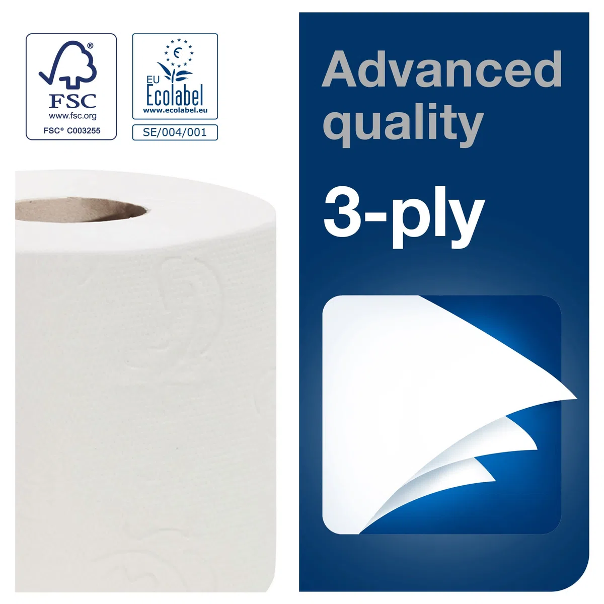 Tork 110782 Rollos de papel higiénico Advanced suave T4 / Rollos wc de 3 capas compatibles con el sistema higiénico de rollos pequeños Tork T4, 30 rollos x paquete