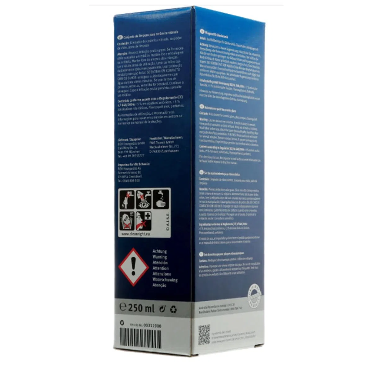 Pack de 3 Productos para la Limpieza Integral para Vitrocerámicas compatible con Bosch | Brillo y Cuidado Profesional - Limpiador de 250 ml - 00311900