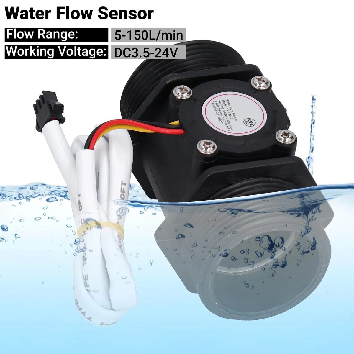 Sensor de Flujo de Agua Medidor de Flujo de Turbina Hall G1.5in YF-DN40 DC 3-24V para Máquinas Expendedoras de Agua Máquinas de Tarjetas de Cré