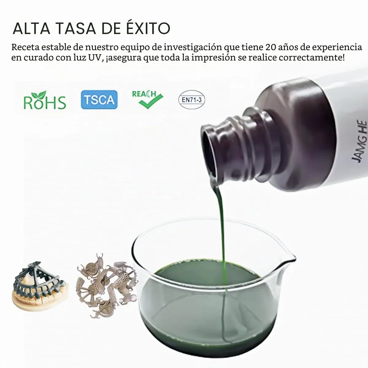 Resina de fotopolímero UV de 405 nm, ultrabajo, fácil de fundición para el marco de restauración de implantes dentales y corona 500 g