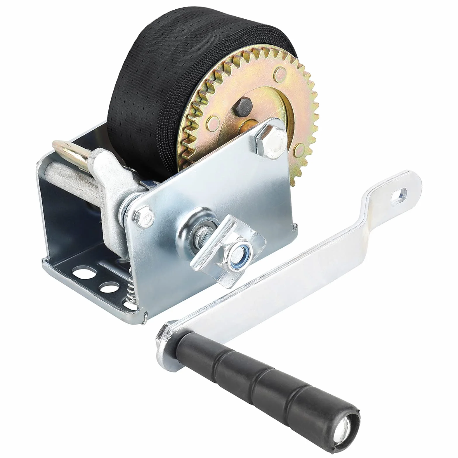 FreeTec - Cabrestante Manual con Cuerda de poliéster Negro, 6 m