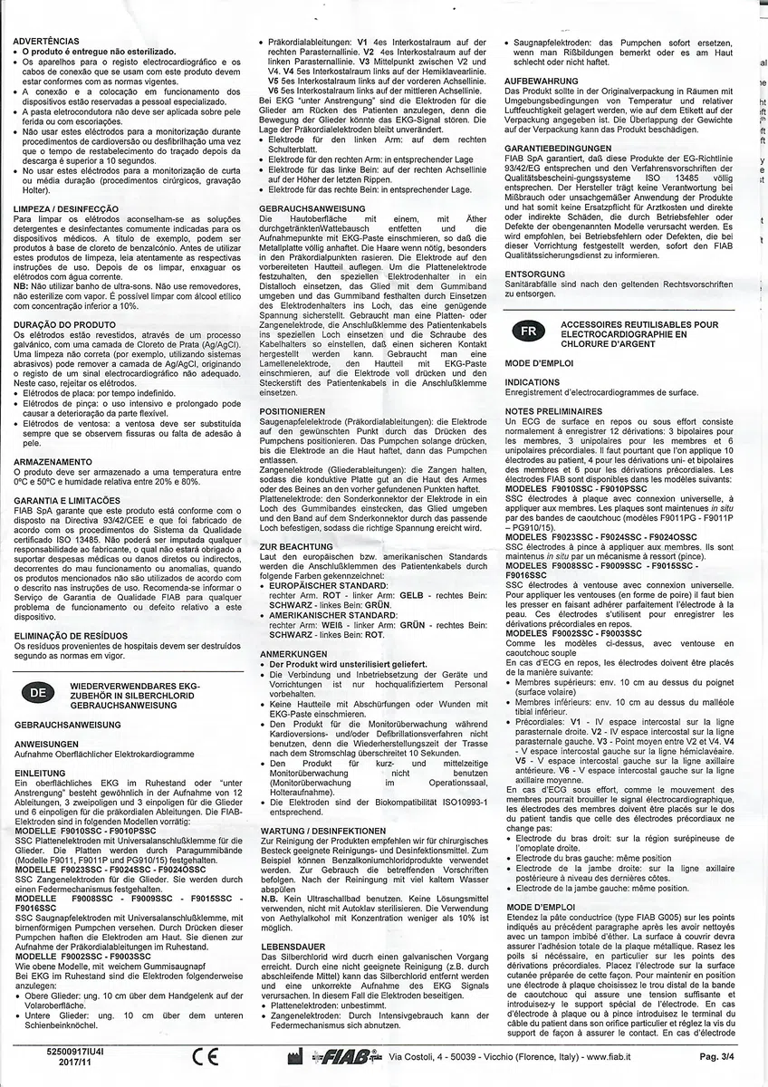Fiab F9024SSC - Electrodo periférico de pinza para ECG, adulto, juego de 4 unidades
