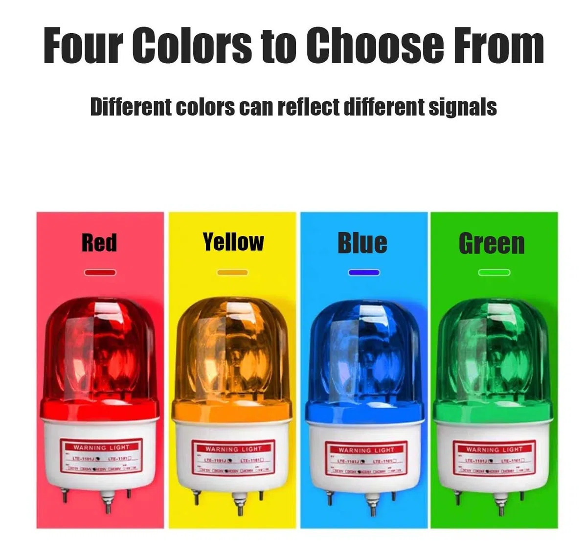 Torre de alarma y señalización industrial LTE-1101. Indicador giratorio con luz estroboscópica sin sonido. 12V 24V 110V 220V 380V. Amarillo, azul, rojo, verde.(Red,220v)