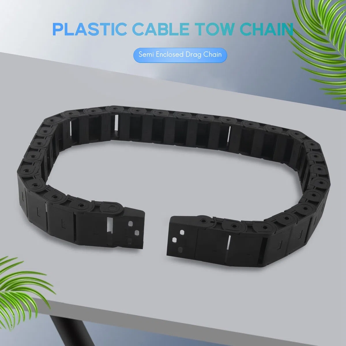 18mm x 37mm Negro Flexible Cadena de arrastre de cable semicerrada 1M 39.4"