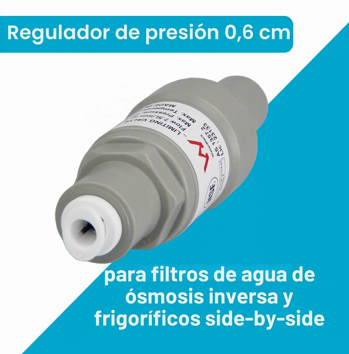 smardy Regulador de presión para sistema ósmosis inversa con conexión de agua fija, reductor-presión 2,75bar para manguera 1/4", limitador-presión para frigoríficos side by side dispensador de agua