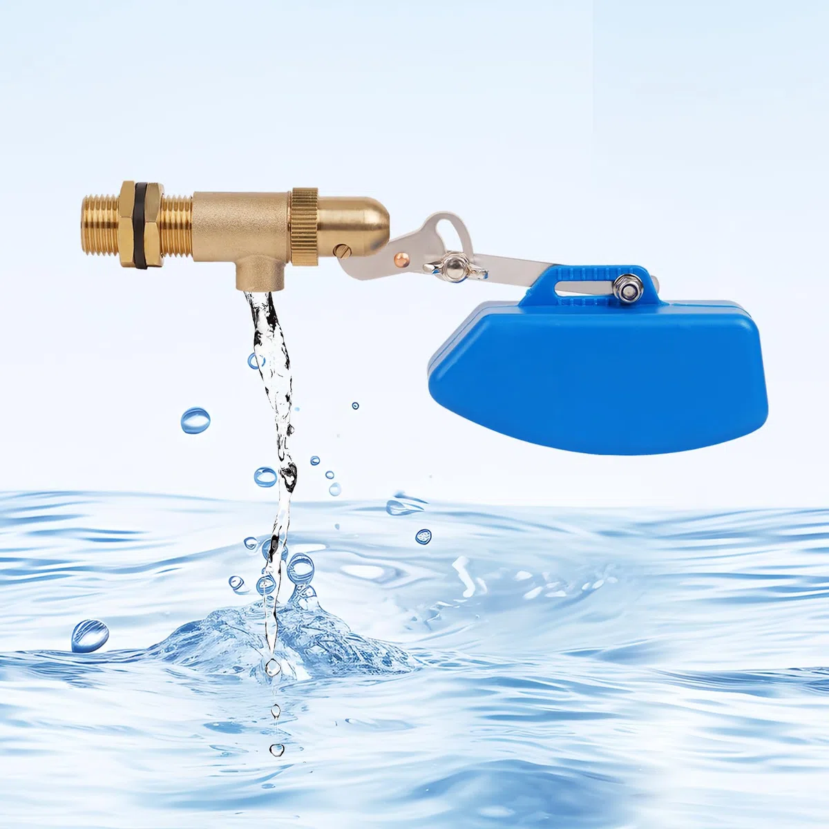 Válvula de flotador de 3/4 pulgadas, válvula con flotador y brazo ajustable, humidificador de alimentación automática para ganado