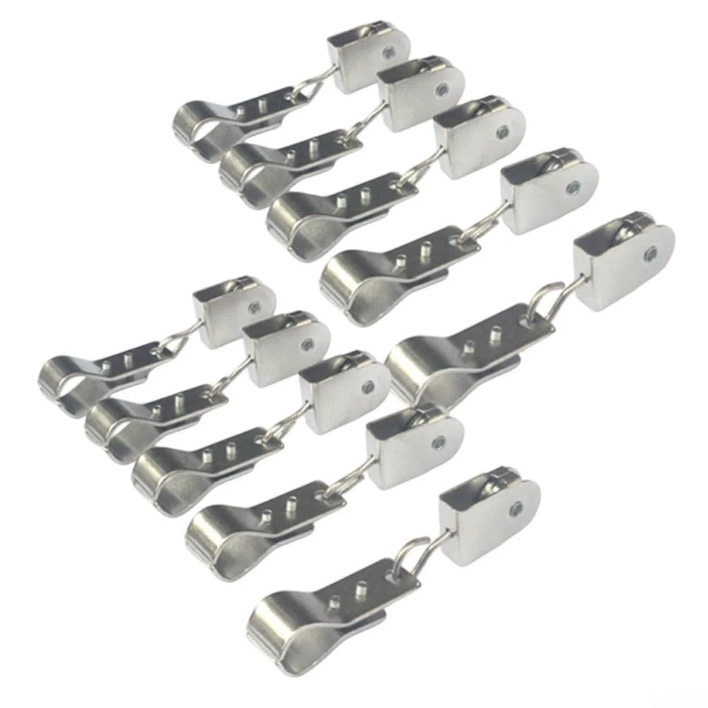 Juego de 10 poleas y abrazaderas de acero inoxidable 304 para instalación de toldo, kit de hardware resistente con opciones de rueda de nailon/acero