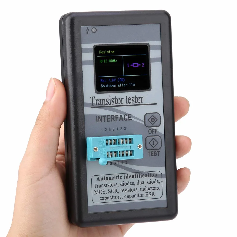 Probador de Transistores M328 Digital 0,5 A 50mΩ Probador de Componentes Multifuncional, Kit Electrónico de Pantalla LCD Para Capacitancia de Resistencia