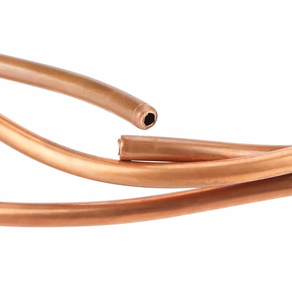 Tubo de cobre T2, tubo de bobina de cobre ID 5 mm OD 5 mm Tubo utilizado para generadores, barras colectoras, cables, cuadros, transformadores y otros equipos eléctricos.De intercambio de calor