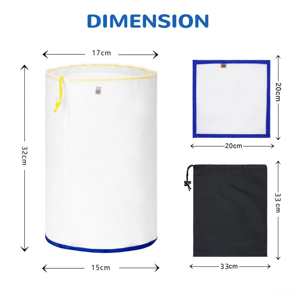 Juego de 5 bolsas de filtro de 1 galón, bolsa de burbujas para extractor de esencia de hielo 25/73/120/160/220, bolsa llena de nailon impermeable para extractor