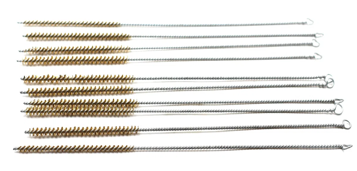 Juego de 10 cepillos de tubo de latón para limpieza de cepillos de alambre, mango largo, cerdas de limpieza, 6 mm/10 mm/14 mm, 6mm