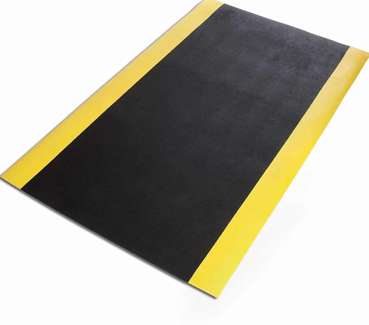 Alfombrilla antifatiga para puestos de trabajo de pie | Alfombrilla de trabajo ergonómica para mayor comodidad al estar de pie y correr | antideslizante y duradera (90 x 50 cm, negro y amarillo)