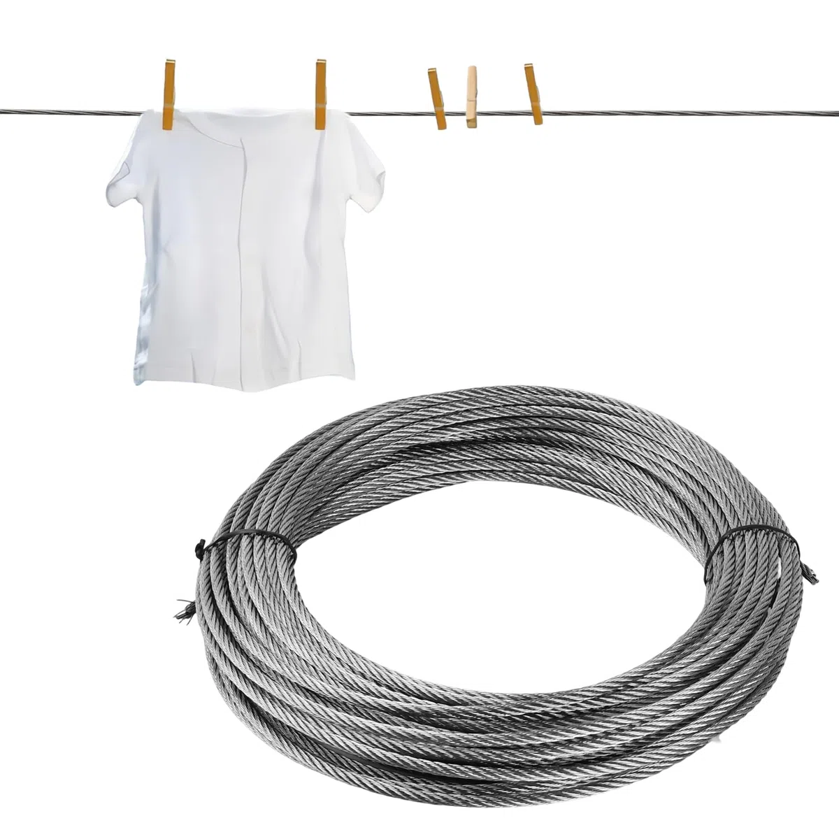 Kit de Cables Acero Inoxidable para Colgar, 20m Cable de Cuerdas Acero 304 Cuerda de Alambre Wire Rope Stainless Steel 4mm para Cuerda Tendedero, Suspensión, Soporte Planta (7x7)