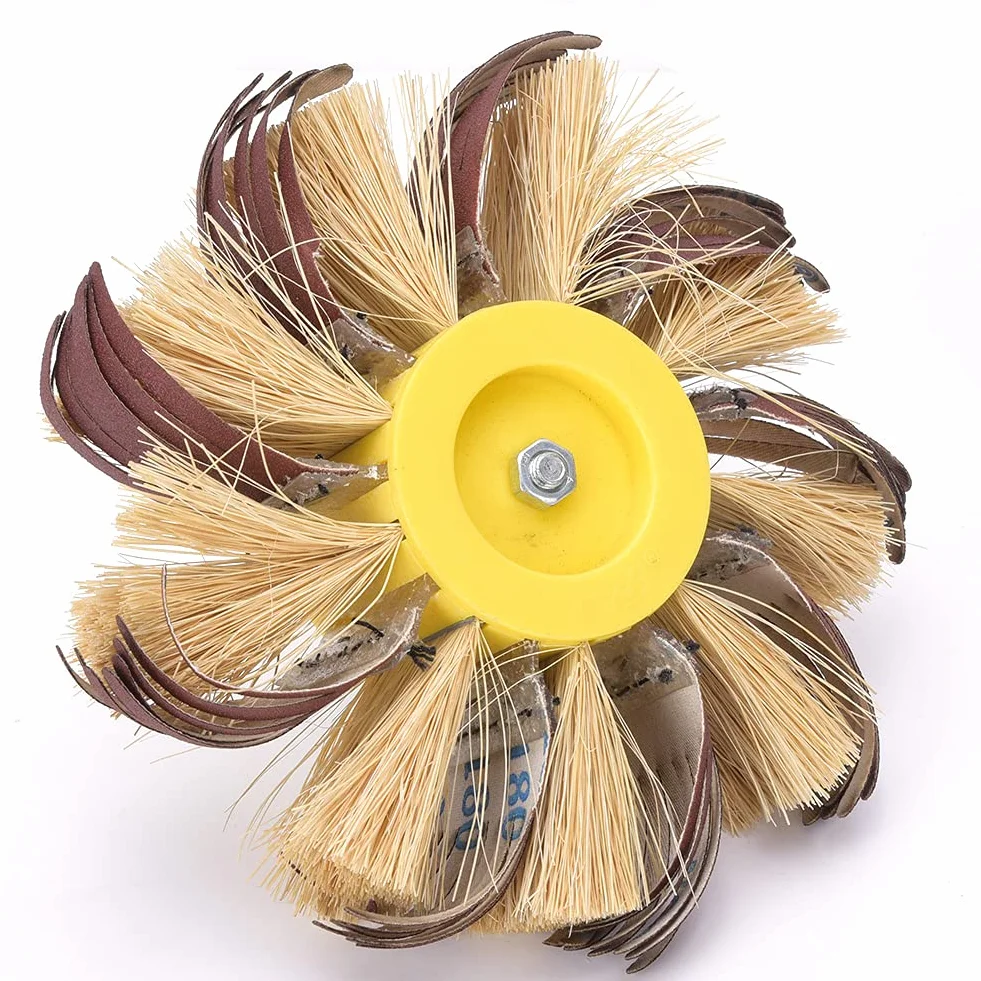 Garosa Cepillo de Cerdas Disco Cepillo Abrasivo Rueda de Pulido Cepillo de Taladro Eléctrico para La Eliminación de Óxido de Rebabas(180#)