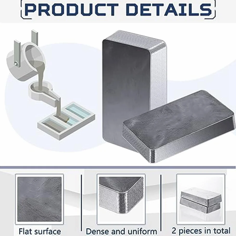 2 bloques de bismuto 99,99% puro de metal de bismuto de 2 kg como se muestra para hacer cristales, experimentos científicos, manualidades