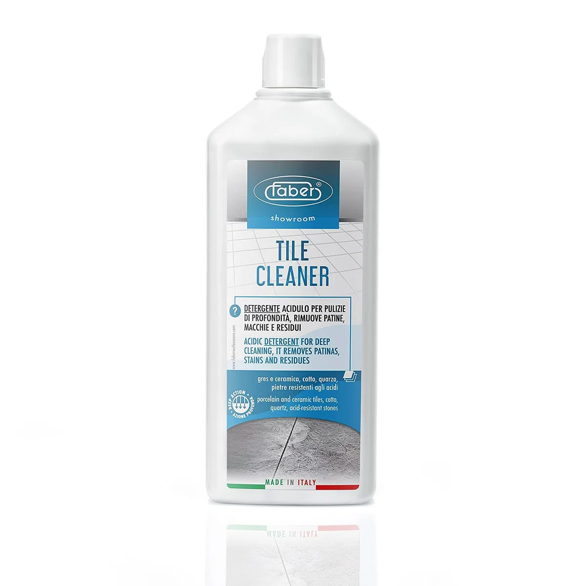Faber Tile Cleaner 1 l Limpiador acidulo para la Limpieza de Profundidad de Las Superficies y para la eliminación de pátina y residuos.