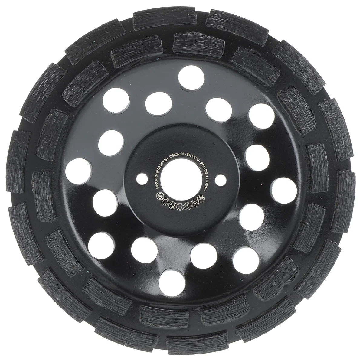 PRODIAMANT Muela de copa de diamante Premium 180mm abrasivo universal 180 mm x 22,2 mm muela de doble hilera altura 26 mm aglomerado duro para más vida de la herramienta en material abrasivo