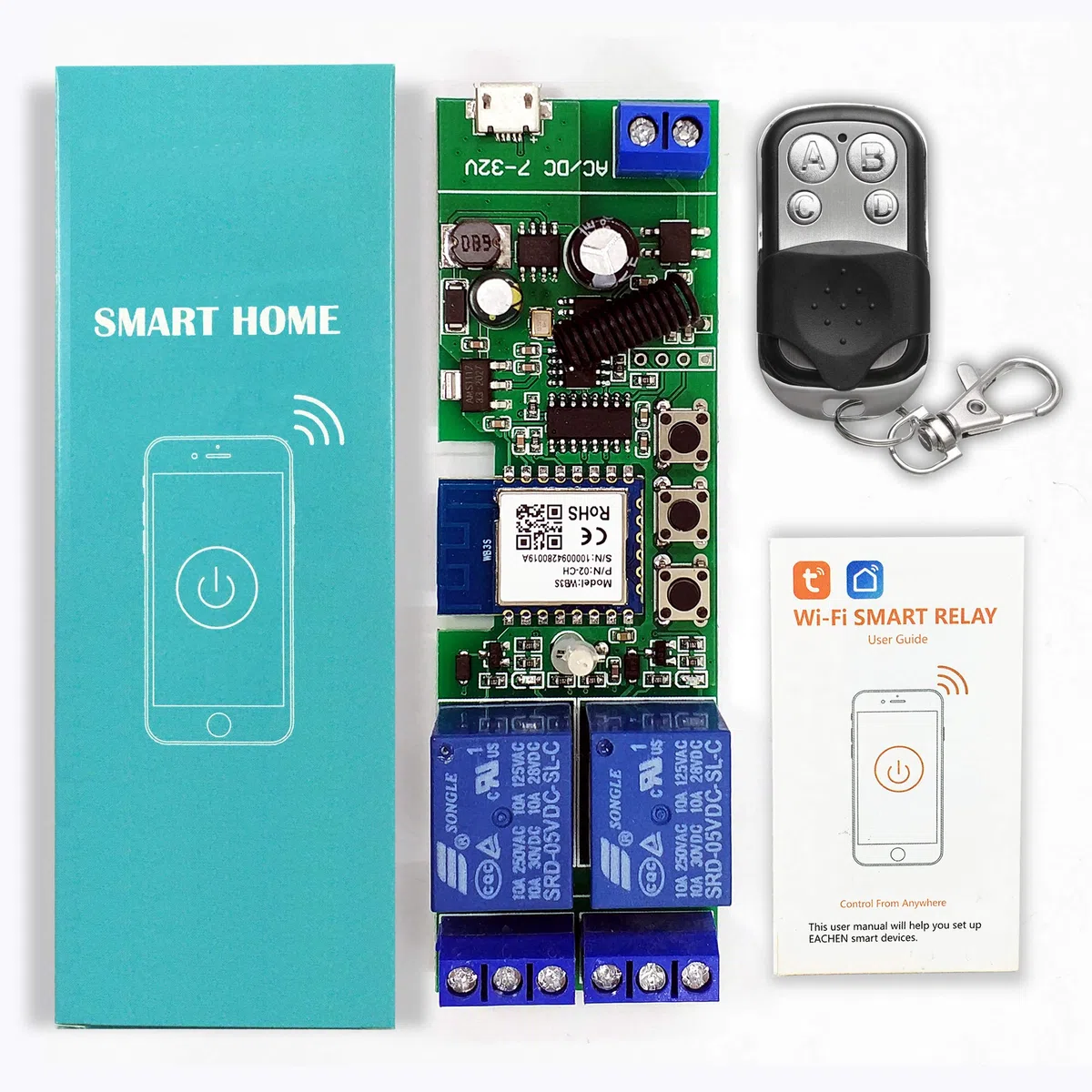 2 canalesWiFi Wireless Smart Switch Módulo de relé de bloqueo automático que avanza lentamente, se aplica al control de acceso Tuya SmartLife APP, DIY WiFi Abridor de puerta de garaje