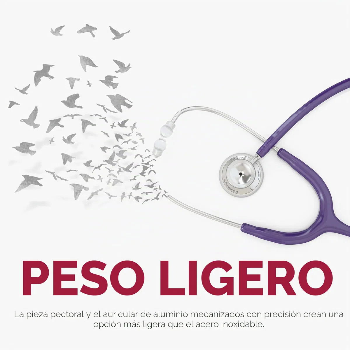 MDF Instruments Acoustica Fonendoscopio ligero de doble cabeza - GarantÌa-de-por-vida & Programa-piezas-gratuitas-de-por-vida, Morado, MDF747XP08