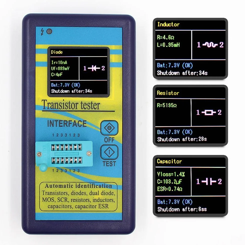 DollaTek M328 Multipropósito Transistortester Diodo Resistencia ESR Capacidad Medidor LCR