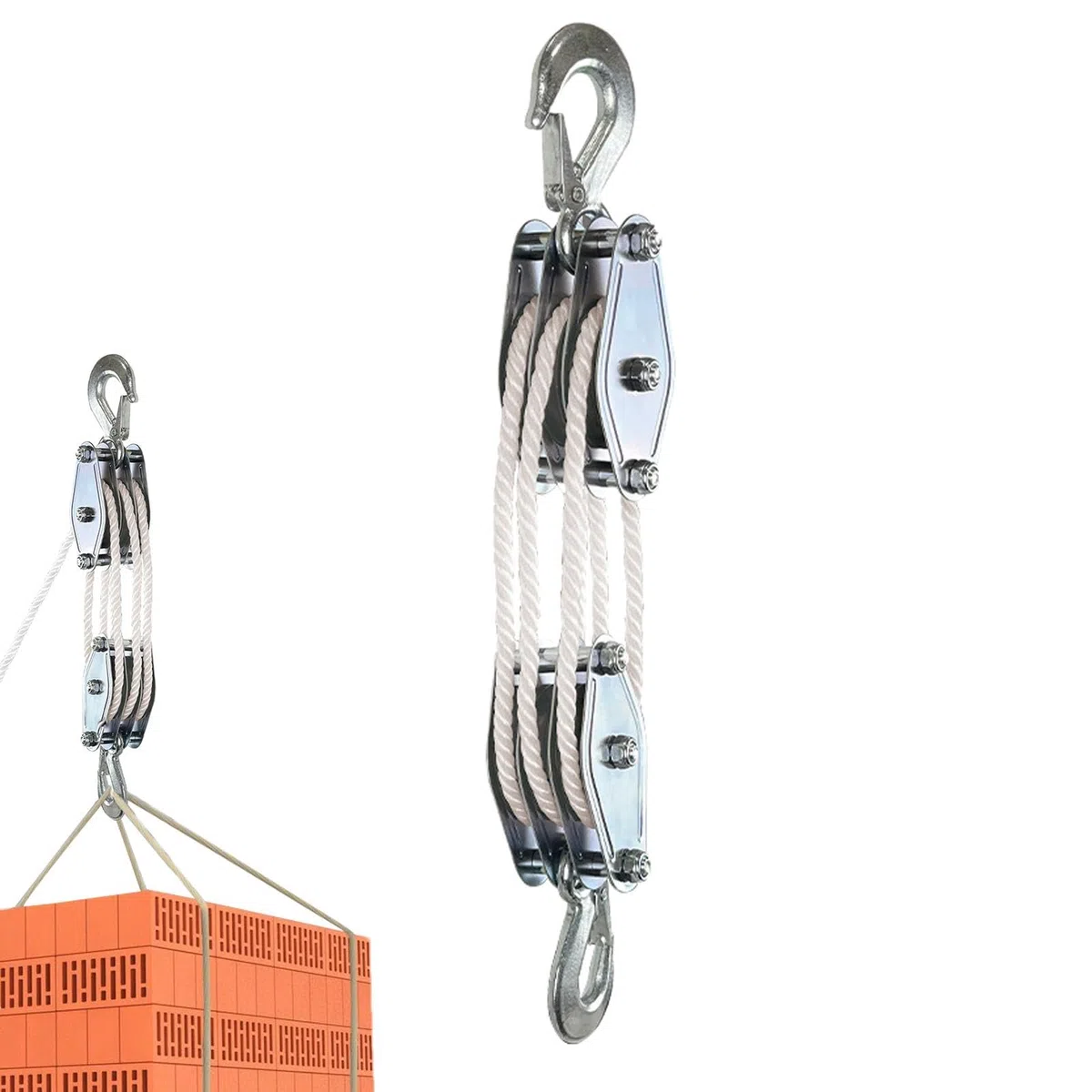 Block and Tackle, de polea de polipasto de cable, de elevación de polea | Polea de elevación de cuerda resistente, resistencia a la rotura de 2200lb, de bloque de rueda y