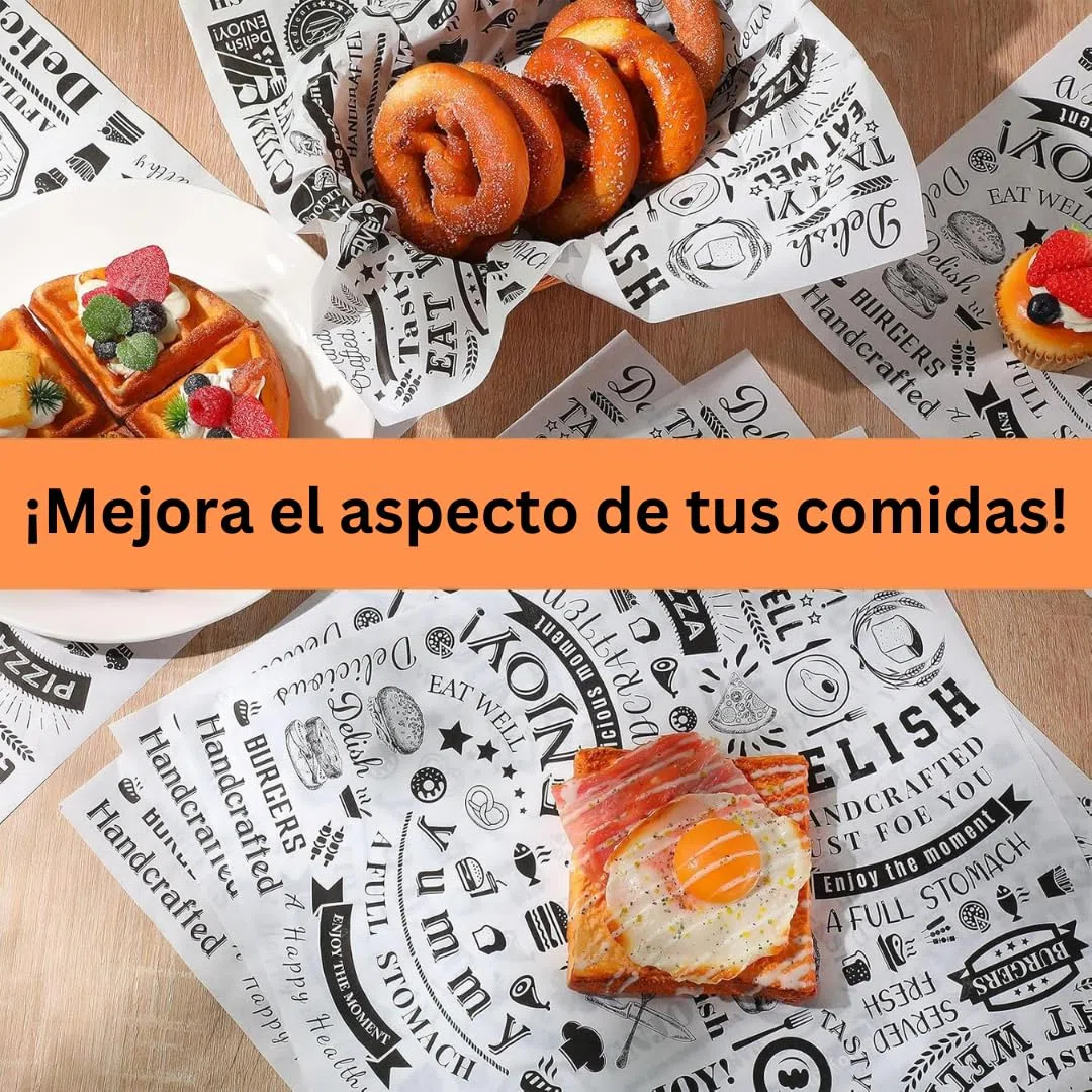 1000 unidades Papel Antigrasa alimentos - 30cmx30cm - Ideal para envolver alimentos - Estilo Retro de Periódico Antiguo - Especial para Basket Chips y Cualquier Tipo de Recipiente