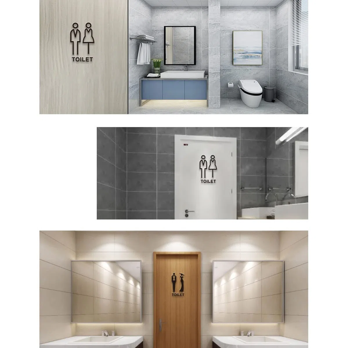 Juego de figuras decorativas de acrílico for hombres y mujeres, letrero de baño moderno for hombres y mujeres, letreros autoadhesivos for puertas de baño, letreros simples for baños domésticos o comer