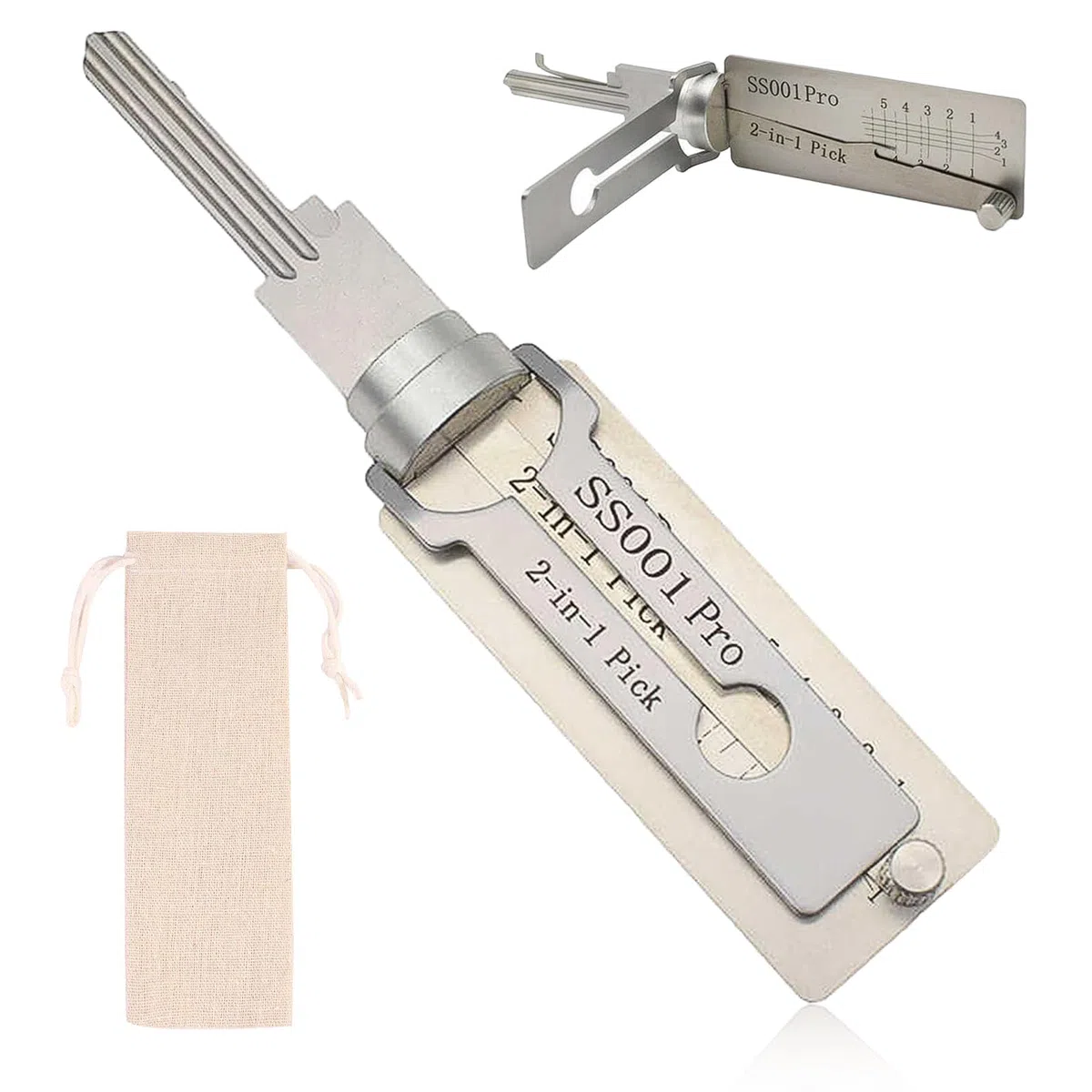 Decodificador Llaves Acero Inoxidable, Decodificador para Cerradura, Decodificador Llaves Acero Inoxidable Ss001, con Bolsa Almacenamiento, Herramientas Profesionales Cerrajería (SS001)
