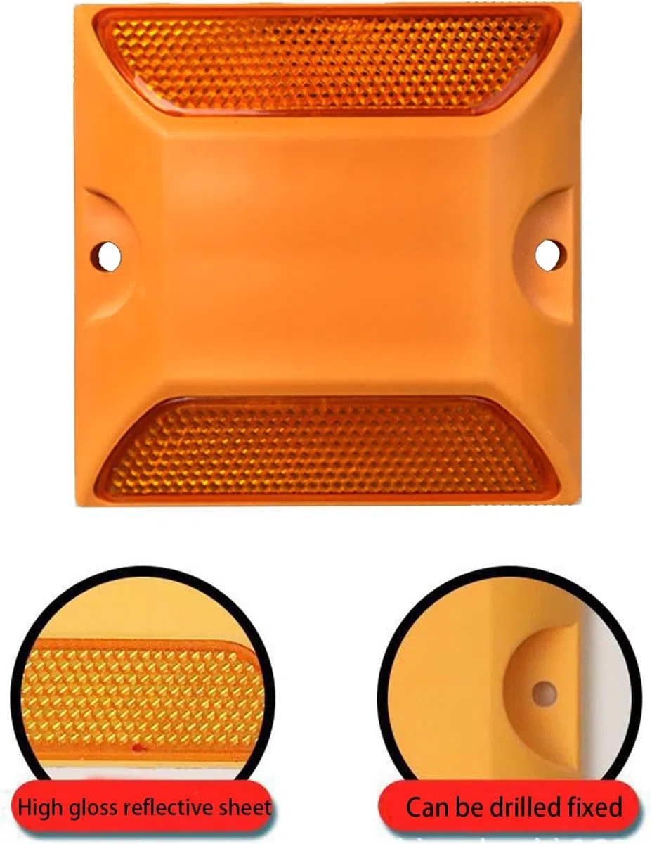 10 marcadores de pavimento reflectores de carretera, 10 x 10 cm, marcadores de perno de asfalto y pavimento para baches de velocidad, autopistas y calzadas, cruces peatonales, aceras