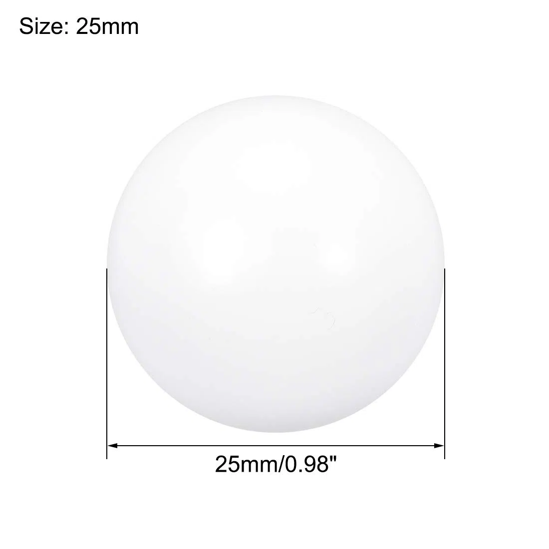 sourcing map Bola de PTFE, 25 mm de diámetro, Acabado de tierra, Bomba neumática de diafragma blanco, 5uds