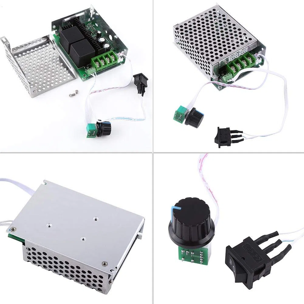 Controlador de velocidad del motor de DC, PWM 10V-50V 40A, Gobernador de velocidad del motor de alta potencia con Interruptor para cambiar de dirección 12V 24V 36V