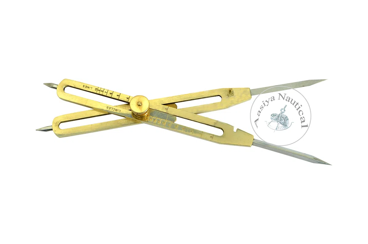 Título: Aasiya Nautical - Separador de latón proporcional, herramienta de dibujo de ingeniero de 9 pulgadas con puntas de acero
