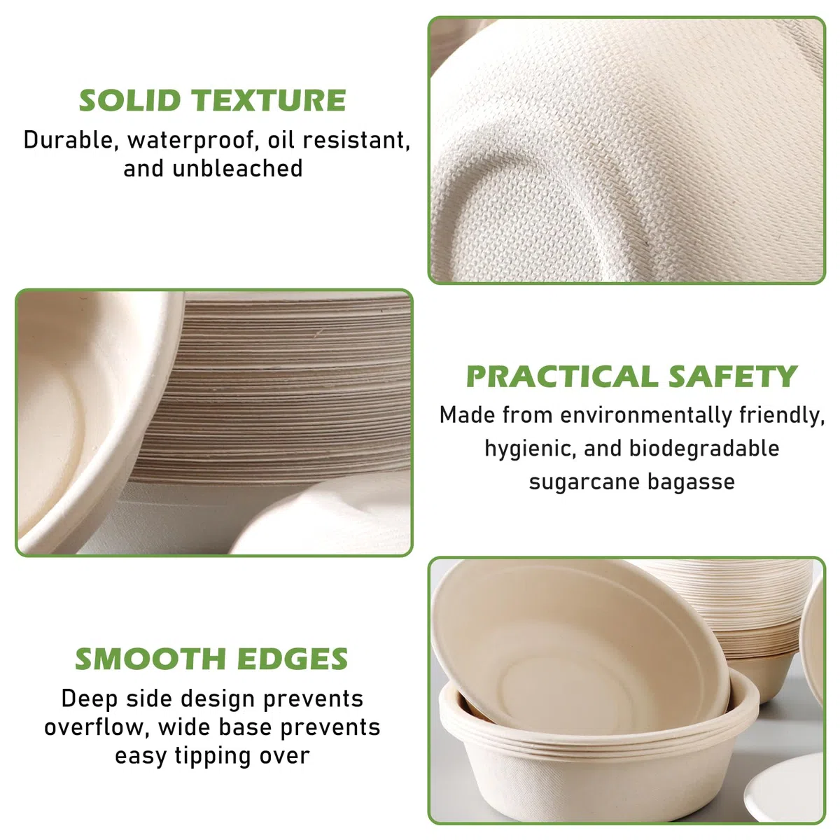 100 cuencos desechables para sopa, 500 ml, cuencos de cartón para sopas, platos soperos desechables, biodegradables