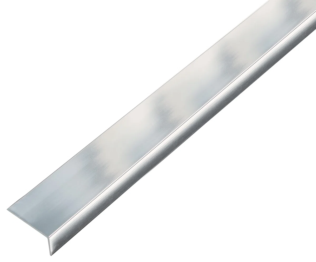 Alberts 488611 Perfil angular, autoadhesivo, aluminio, diseño cromado, 2000 x 20 x 10 mm