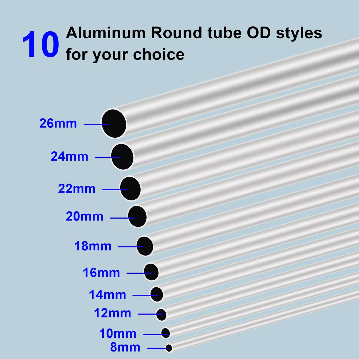 6063 Tubos de aluminio 26 mm OD/diámetro exterior x 1,0 mm de grosor de pared, 300 mm de longitud, tubo redondo de aluminio tubos rectos sin costuras (2 unidades)