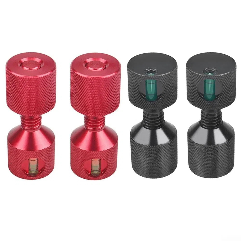 Juego de pines de ubicación de brida de aluminio con nivel incorporado, herramienta de localización de dos agujeros para alineación de tuberías de 1-1/8 pies (rojo 2 piezas)
