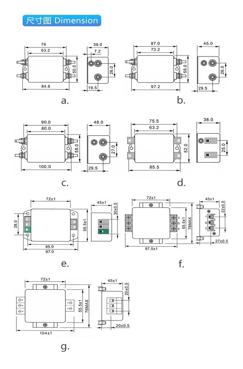 CW4L2-10A/20A/30A -DT Potente Filtro Terminal monofásico AC 220V antiinterferencias armónicos de frecuencia(CW4L2-30A -DT Terminal)