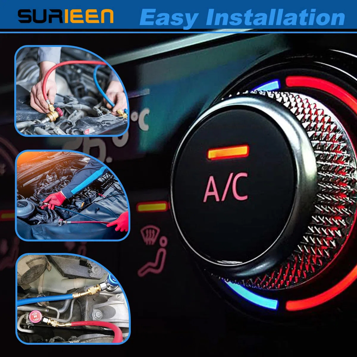 Ajustable R134A Acoplador Rápido Accesorios Alto-Bajo Conector, AC R134A Adaptador, 1/4 pulgadas SAE HVAC Accesorios, HVAC Freón Manómetro Manguera Conector Kit
